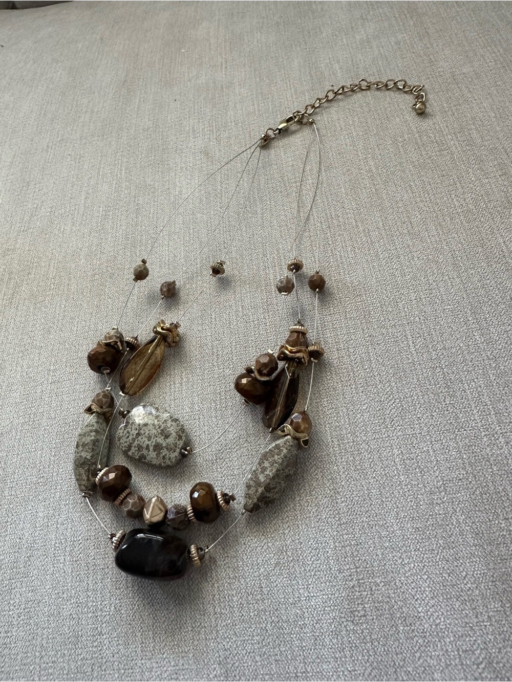 Multi-Strand Brown Beaded Statement Necklace - Women Jewelry